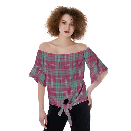 Crawford Ancient Tartan Plaid Off-Shoulder Blouse