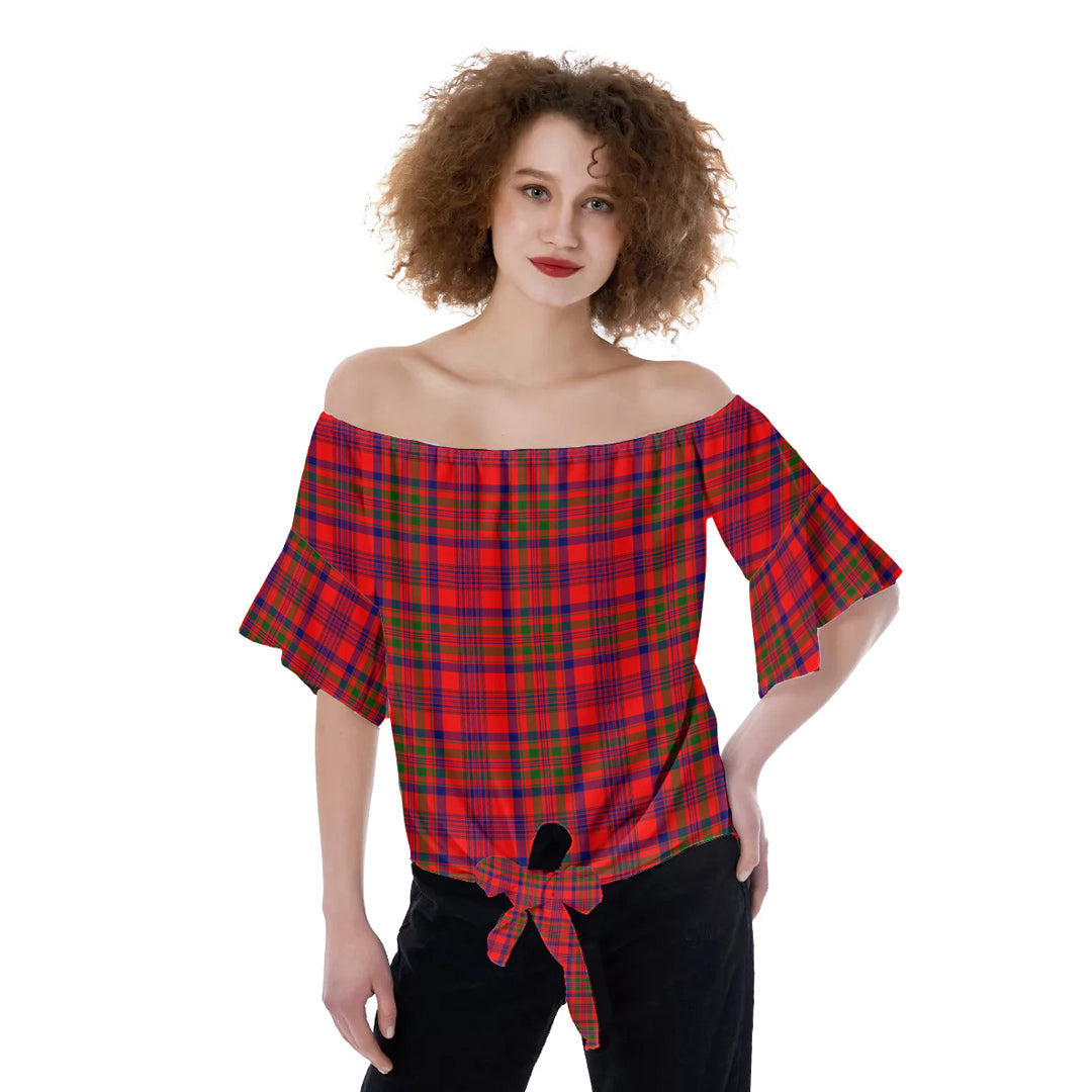 Murray of Tulloch Modern Tartan Plaid Off-Shoulder Blouse