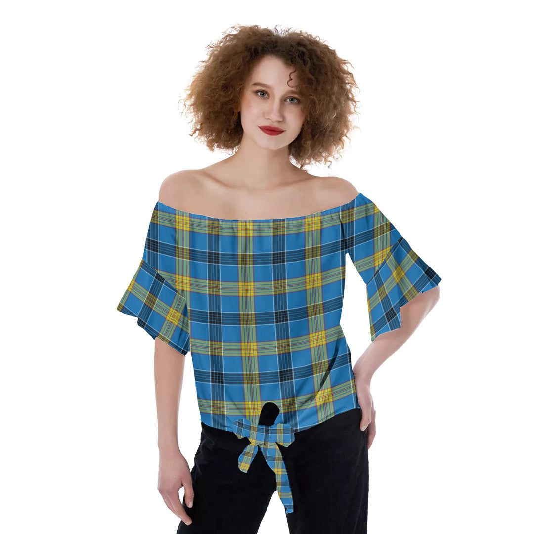 Laing Tartan Plaid Off-Shoulder Blouse