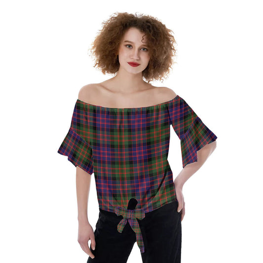 MacDonald Modern Tartan Plaid Off-Shoulder Blouse