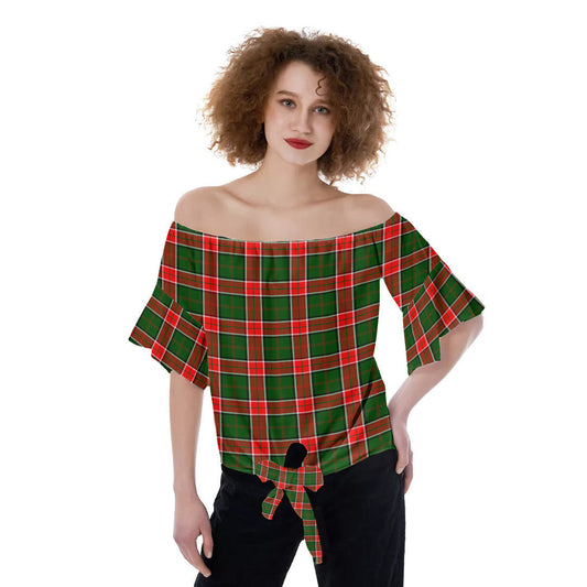 Pollock Modern Tartan Plaid Off-Shoulder Blouse