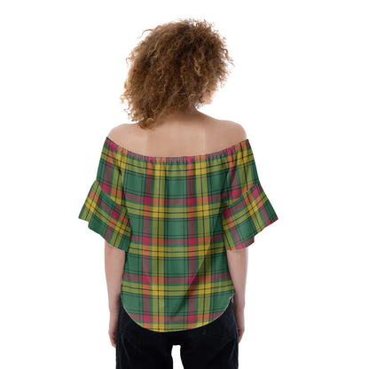 MacMillan Old Ancient Tartan Plaid Off-Shoulder Blouse