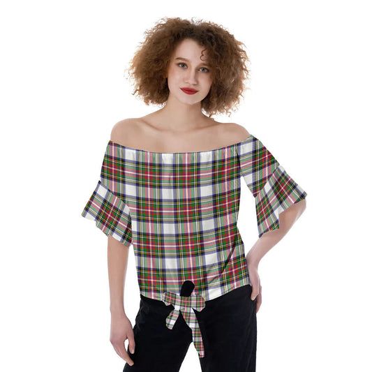 Stewart Dress Modern Tartan Plaid Off-Shoulder Blouse