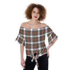 Stewart Dress Modern Tartan Plaid Off-Shoulder Blouse