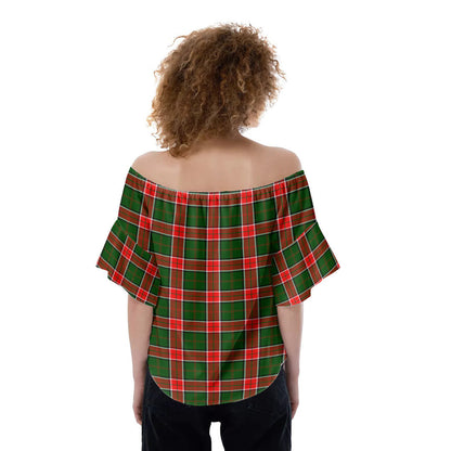 Pollock Modern Tartan Plaid Off-Shoulder Blouse