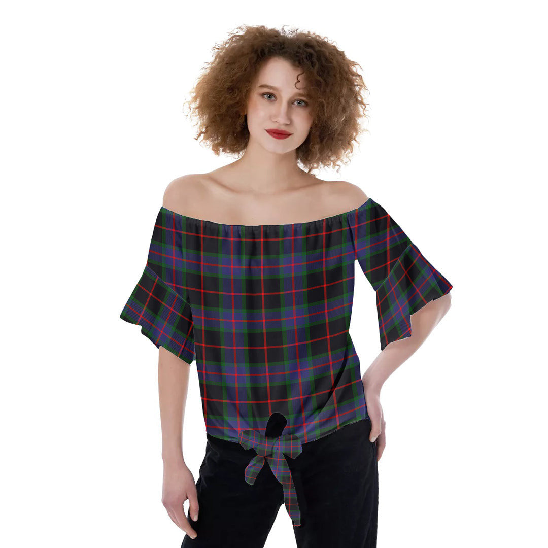 Nairn Tartan Plaid Off-Shoulder Blouse