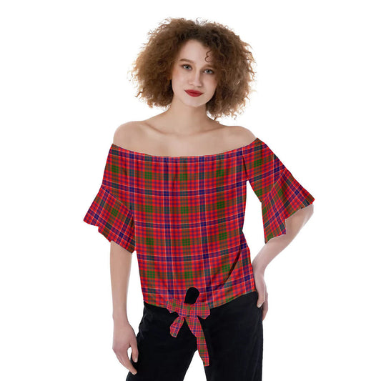 MacRae Modern Tartan Plaid Off-Shoulder Blouse