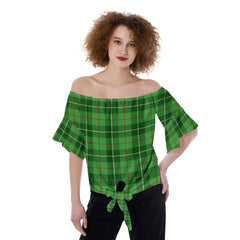 Galloway District Tartan Plaid Off-Shoulder Blouse