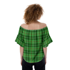 Galloway District Tartan Plaid Off-Shoulder Blouse