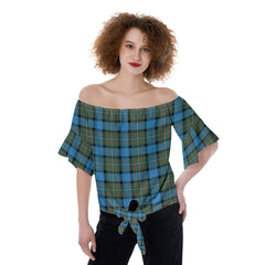 Fergusson Ancient Tartan Plaid Off-Shoulder Blouse