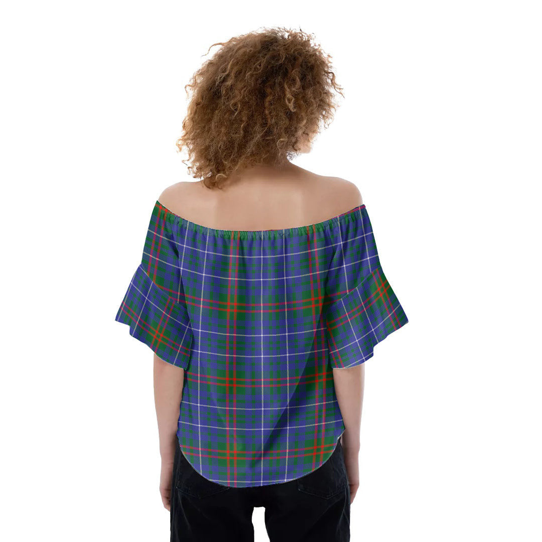 Edmonstone Tartan Plaid Off-Shoulder Blouse