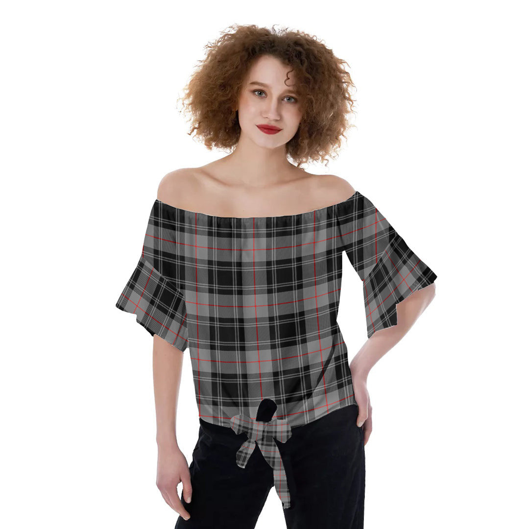 Moffat Modern Tartan Plaid Off-Shoulder Blouse