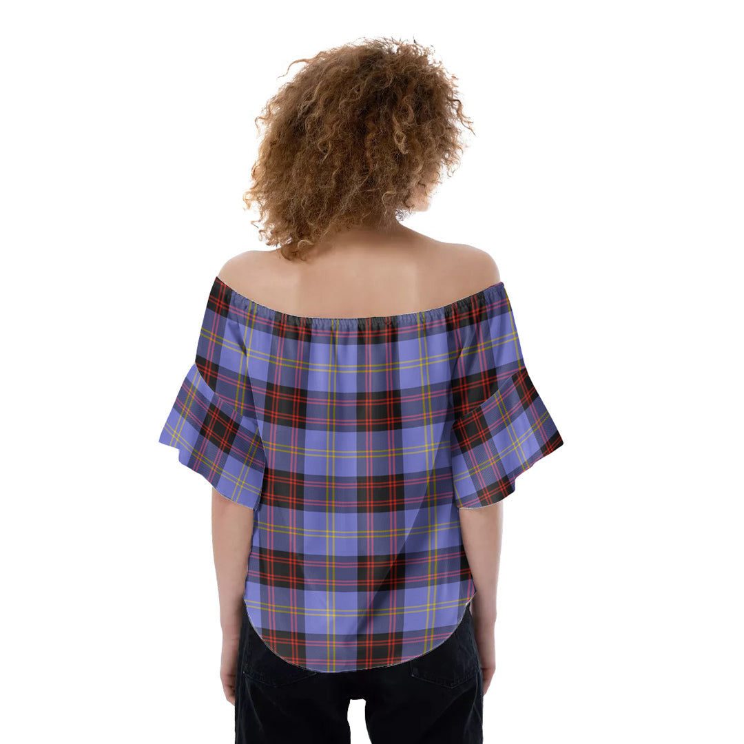 Rutherford Tartan Crest Off-Shoulder Blouse