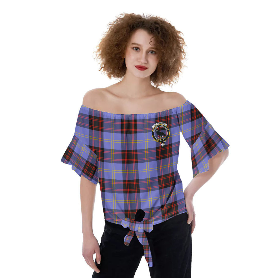 Rutherford Tartan Crest Off-Shoulder Blouse