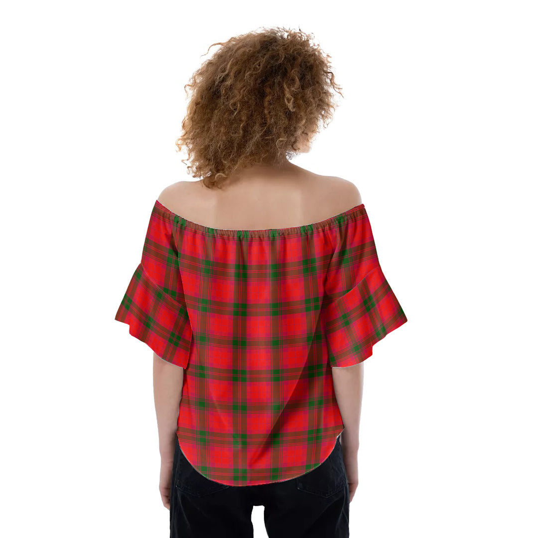 MacNab Modern Tartan Crest Off-Shoulder Blouse