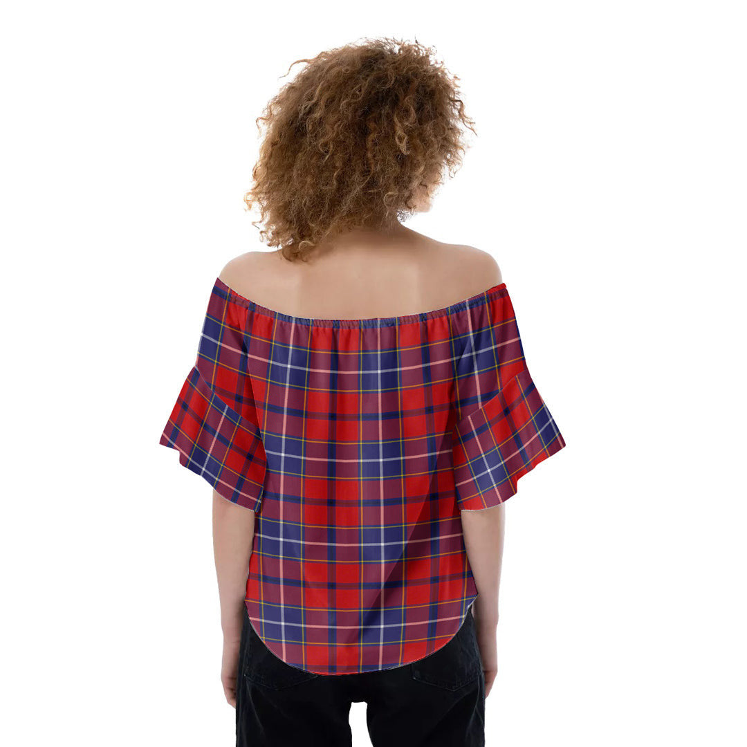 Wishart Dress Tartan Crest Off-Shoulder Blouse