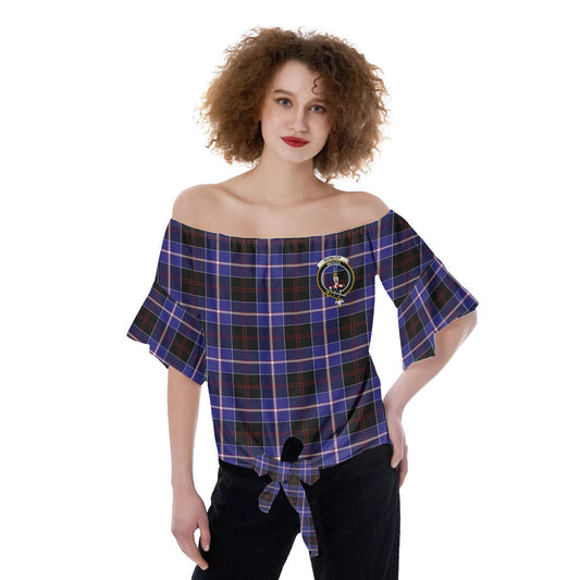 Dunlop Modern Tartan Crest Off-Shoulder Blouse