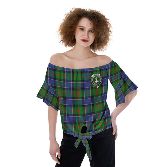 Paterson Tartan Crest Off-Shoulder Blouse