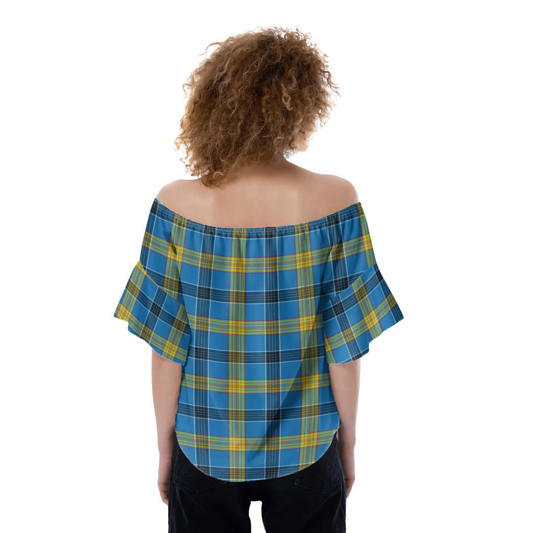 Laing Tartan Crest Off-Shoulder Blouse