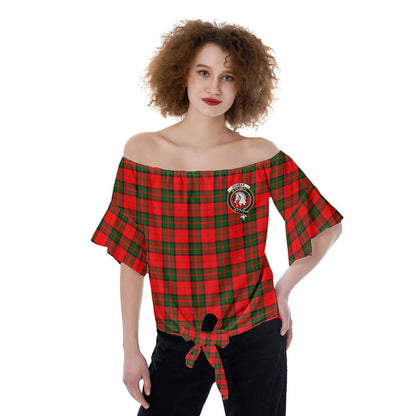 Dunbar Modern Tartan Crest Off-Shoulder Blouse