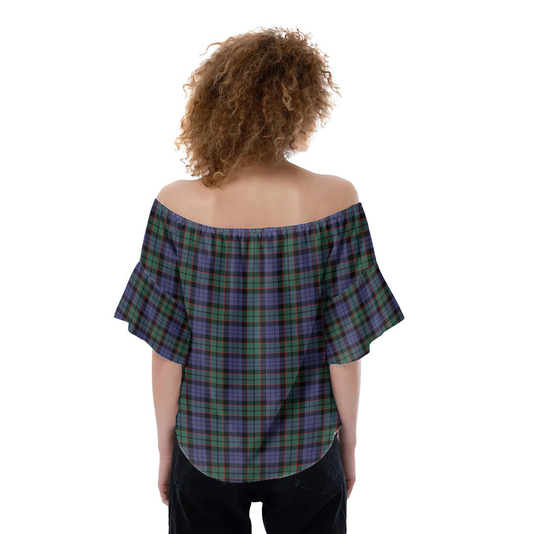 Fletcher Modern Tartan Crest Off-Shoulder Blouse