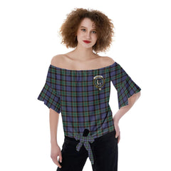 Fletcher Modern Tartan Crest Off-Shoulder Blouse