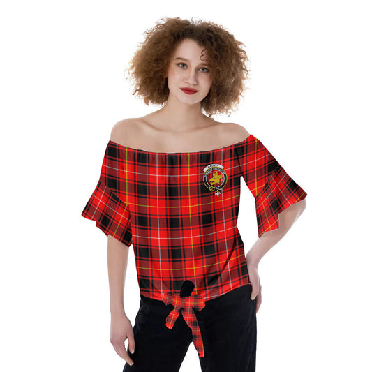 MacIver Modern Tartan Crest Off-Shoulder Blouse