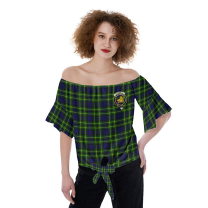 Campbell of Breadalbane Modern Tartan Crest Off-Shoulder Blouse