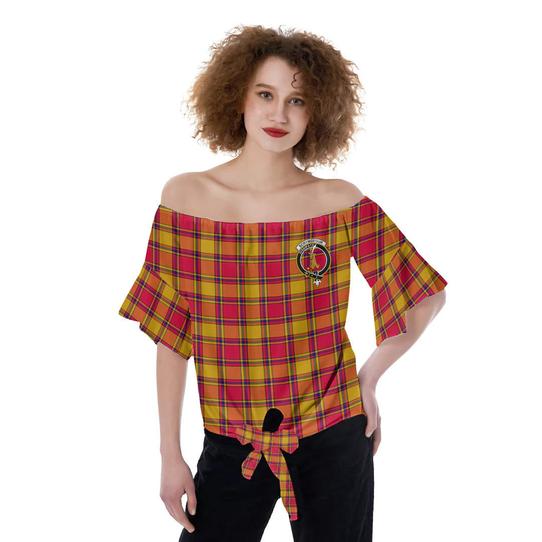 Scrymgeour Tartan Crest Off-Shoulder Blouse