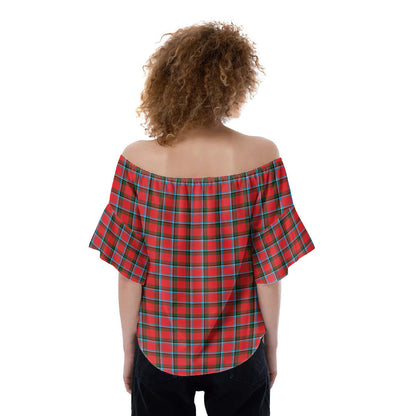 Sinclair Modern Tartan Crest Off-Shoulder Blouse