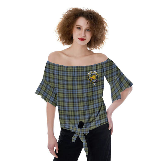 Campbell Faded Tartan Crest Off-Shoulder Blouse