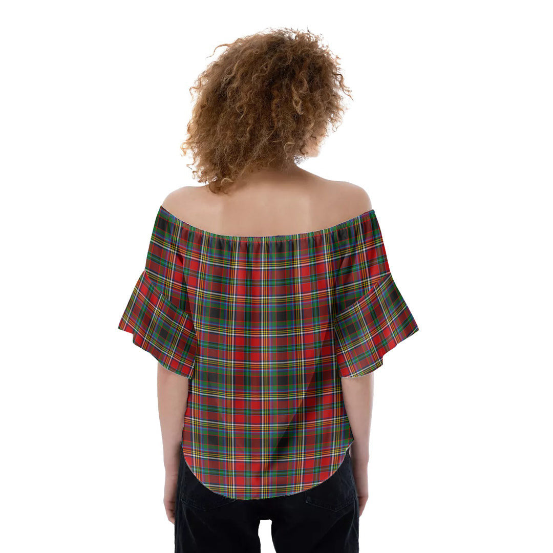 Anderson of Arbrake Tartan Crest Off-Shoulder Blouse