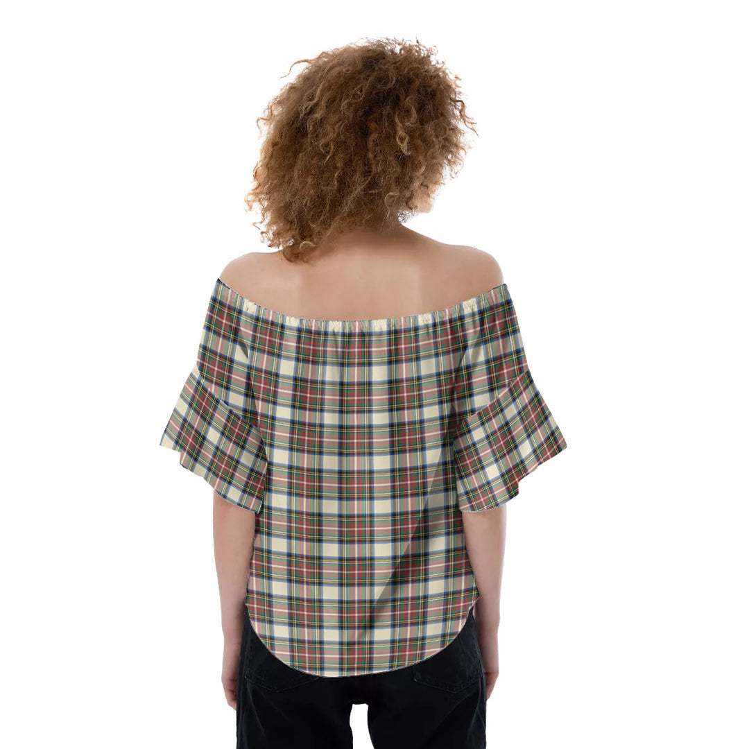 Stewart Dress Ancient Tartan Crest Off-Shoulder Blouse