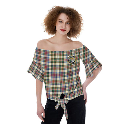 Stewart Dress Ancient Tartan Crest Off-Shoulder Blouse