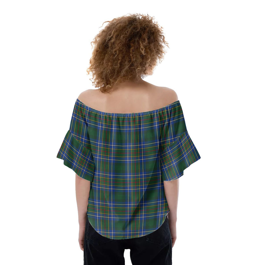 Cockburn Ancient Tartan Crest Off-Shoulder Blouse