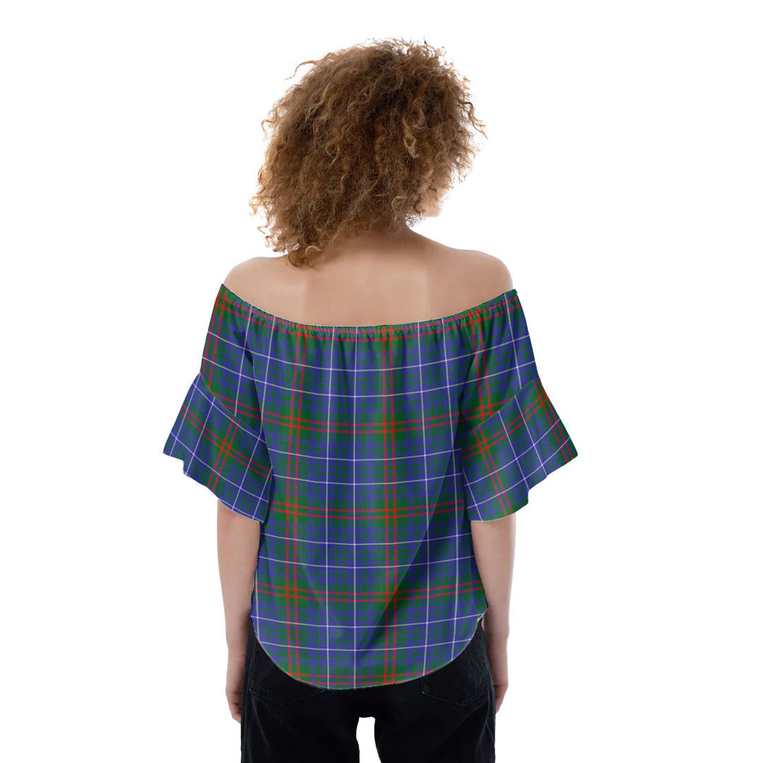 Edmonstone Tartan Crest Off-Shoulder Blouse