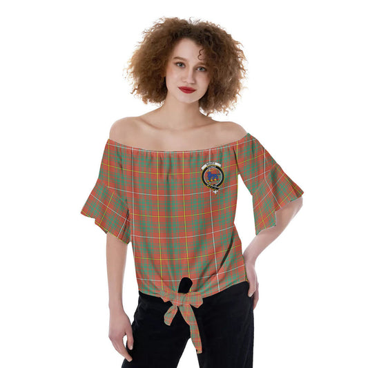 Bruce Ancient Tartan Crest Off-Shoulder Blouse