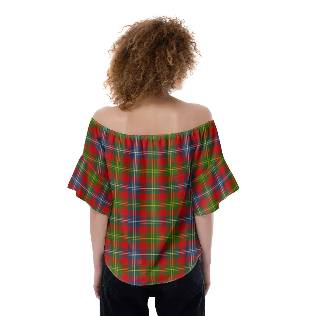 Forrester Tartan Crest Off-Shoulder Blouse