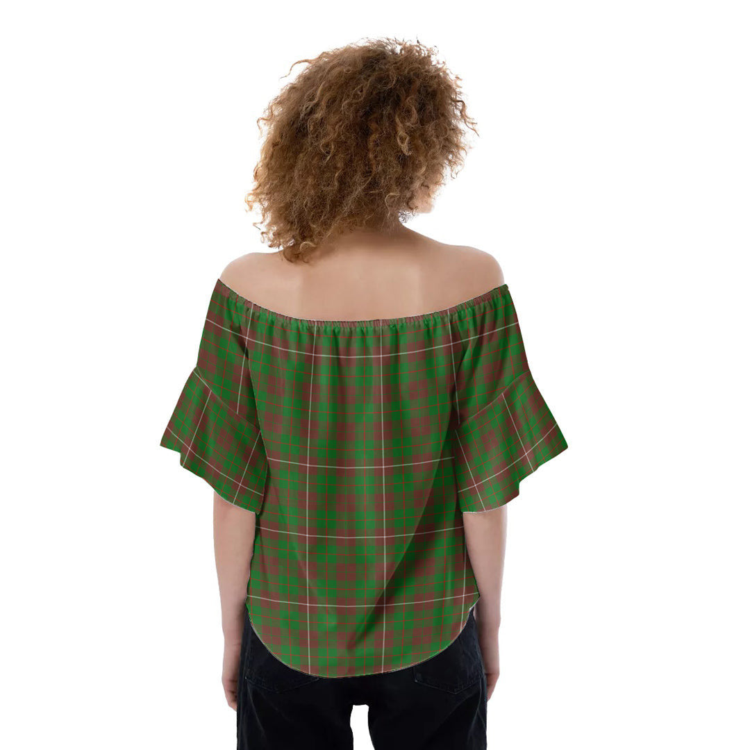 MacKinnon Hunting Modern Tartan Crest Off-Shoulder Blouse