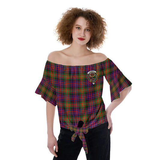 Carnegie Modern Tartan Crest Off-Shoulder Blouse