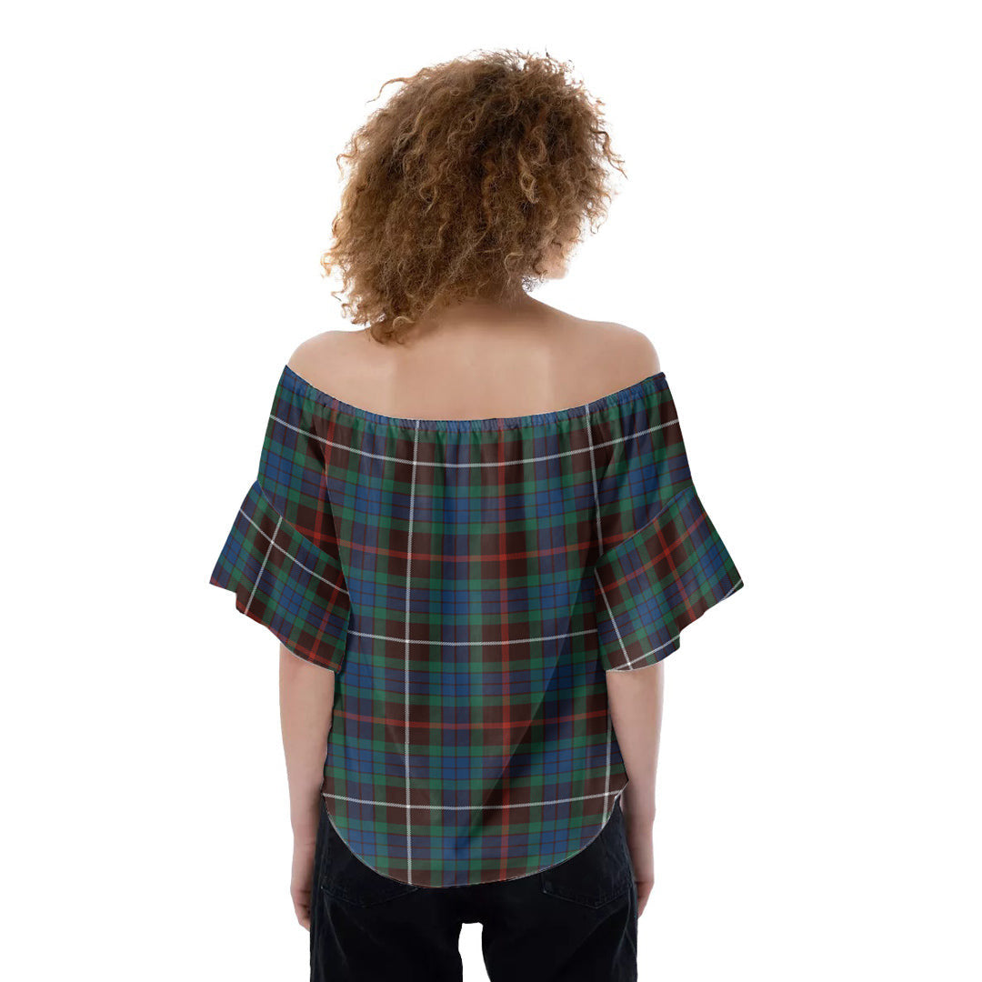 Fraser Hunting Ancient Tartan Crest Off-Shoulder Blouse