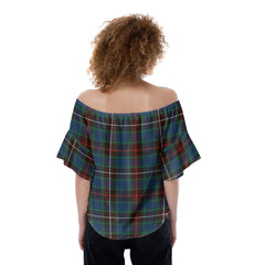 Fraser Hunting Ancient Tartan Crest Off-Shoulder Blouse