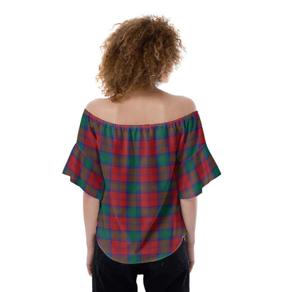 Lindsay Modern Tartan Crest Off-Shoulder Blouse