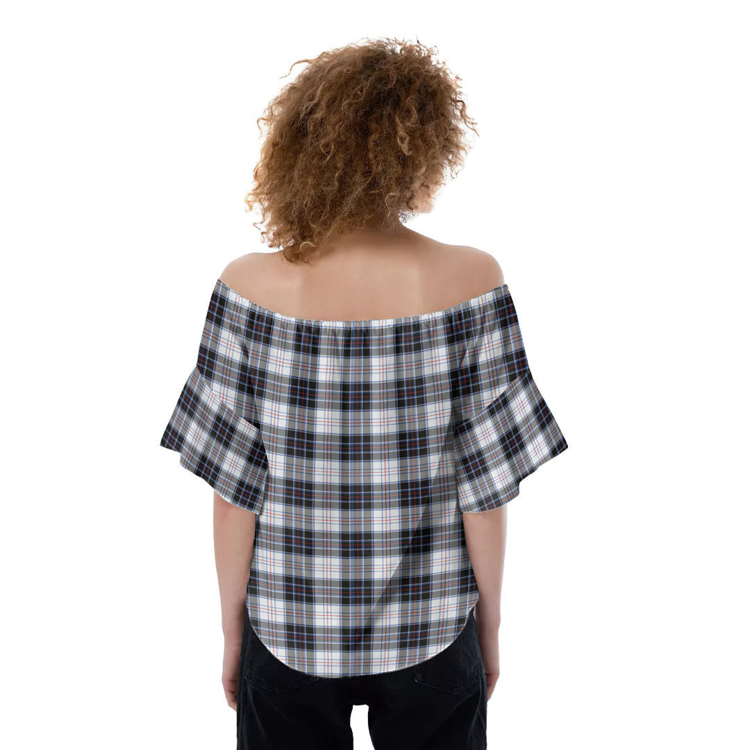 MacRae Dress Modern Tartan Crest Off-Shoulder Blouse