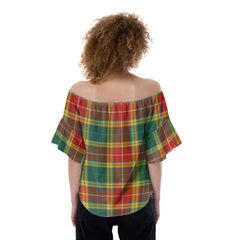 Buchanan Old Sett Tartan Crest Off-Shoulder Blouse