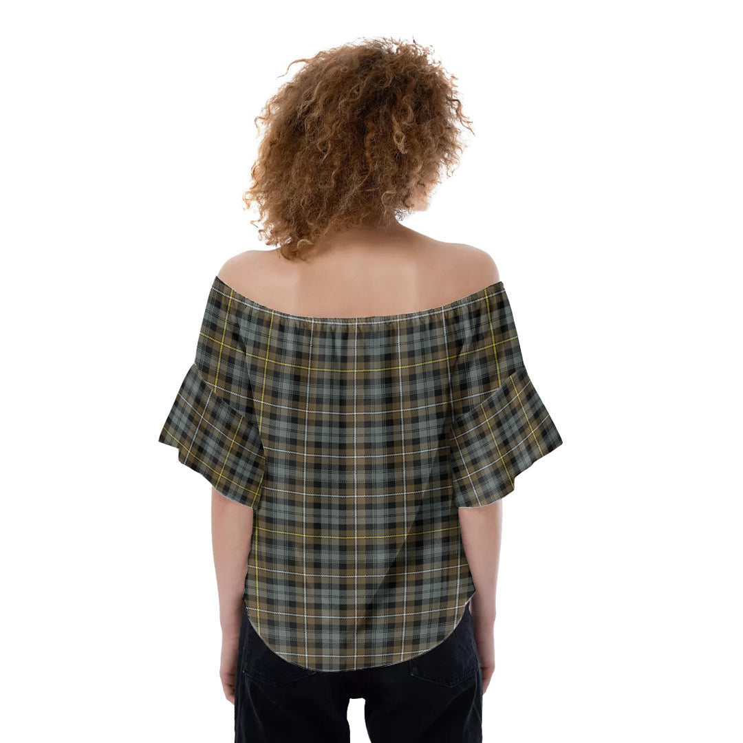 Campbell Argyll Weathered Tartan Crest Off-Shoulder Blouse