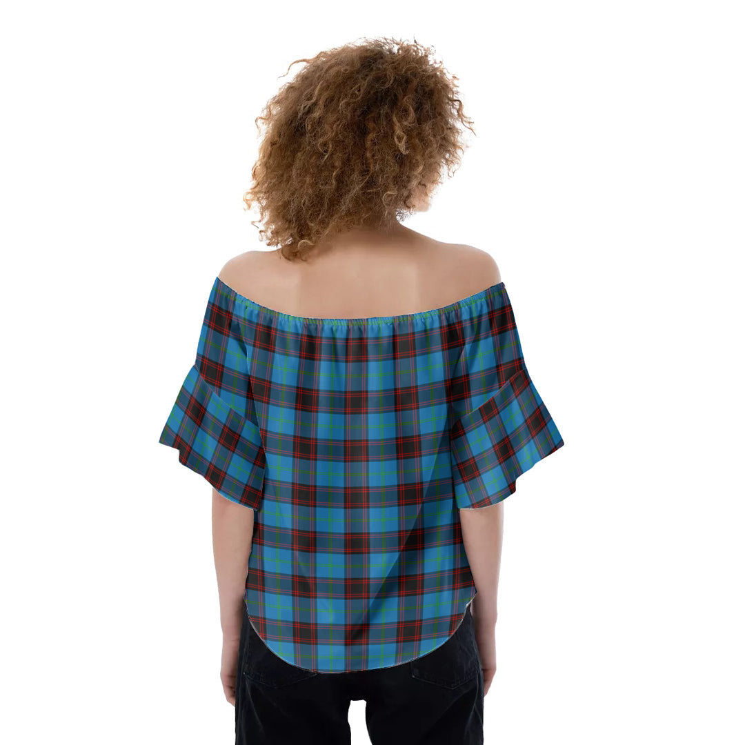 Home Ancient Tartan Crest Off-Shoulder Blouse