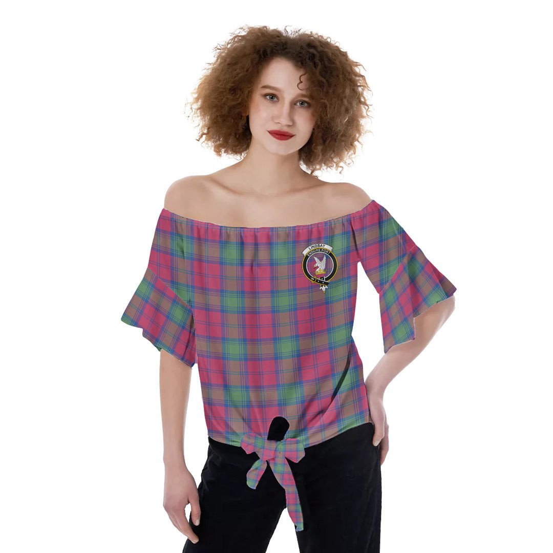 Lindsay Ancient Tartan Crest Off-Shoulder Blouse