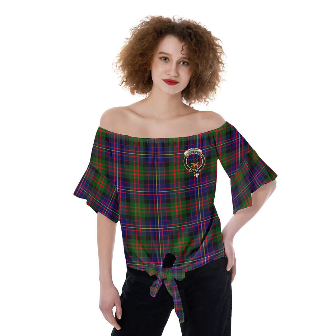 Cameron of Erracht Modern Tartan Crest Off-Shoulder Blouse