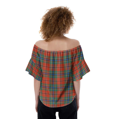 MacLean of Duart Ancient Tartan Crest Off-Shoulder Blouse